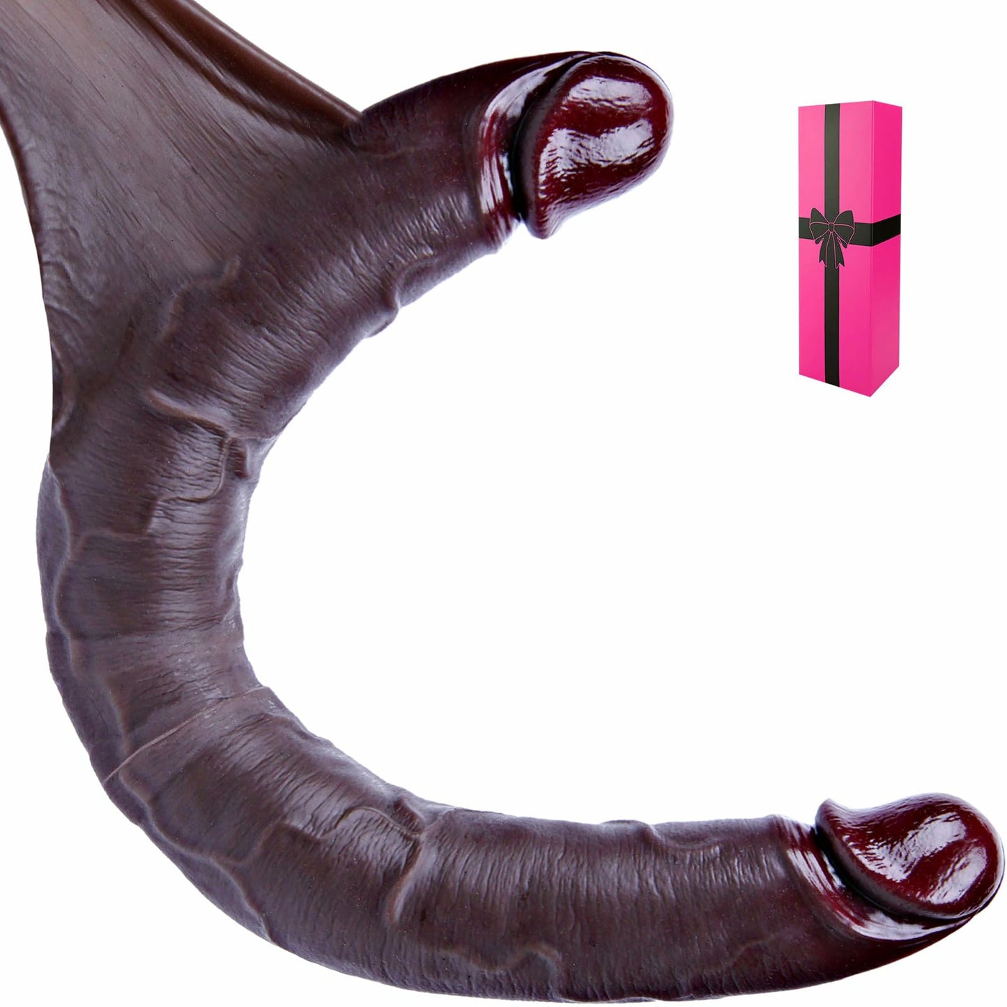Dorian 20" x 1.8" Sliding Skin Double Sided Black Dildo