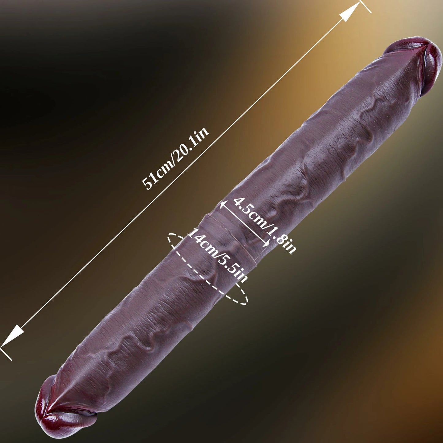 Dorian 20" x 1.8" Sliding Skin Double Sided Black Dildo