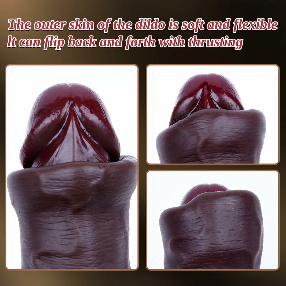 Dorian 20" x 1.8" Sliding Skin Double Sided Black Dildo