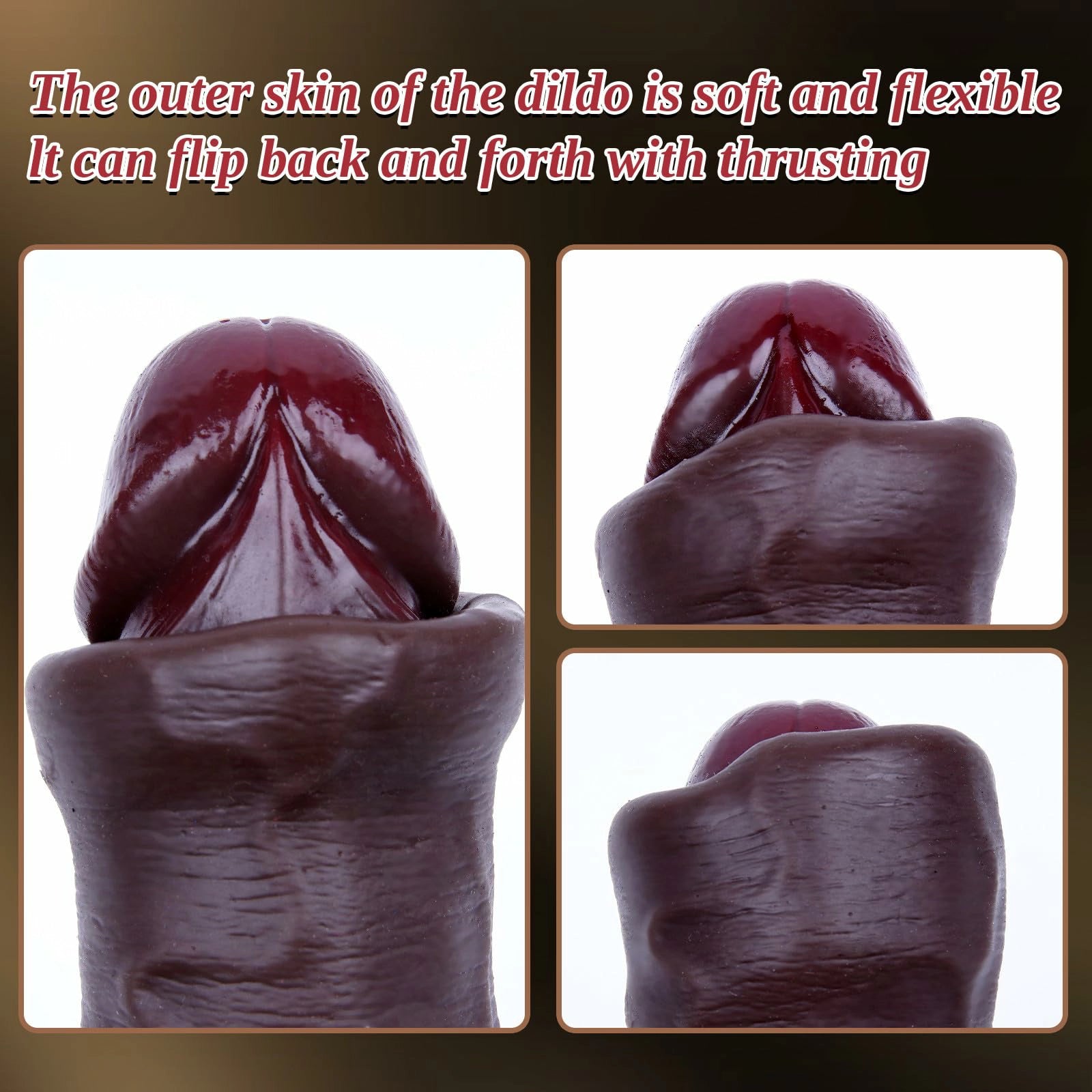 Dorian 20" x 1.8" Sliding Skin Double Sided Black Dildo