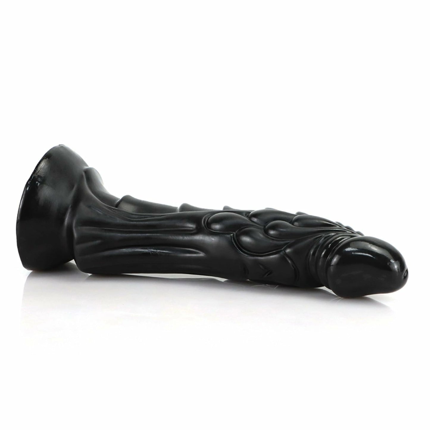 Draco 9.45" x 1.77" Fantasy Dragon Textured Black Dildo with Suction Base