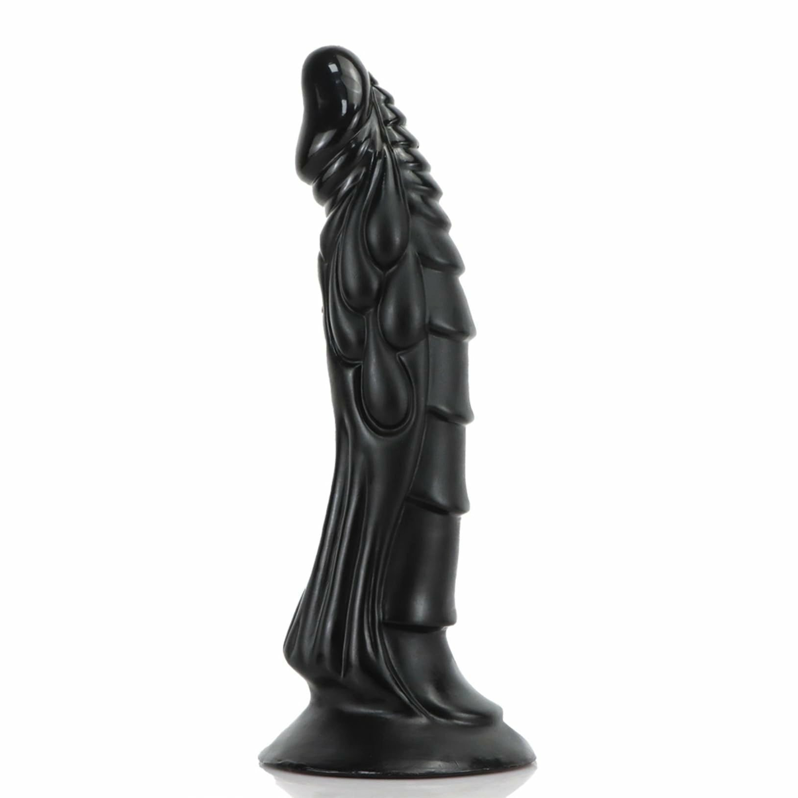 Draco 9.45" x 1.77" Fantasy Dragon Textured Black Dildo with Suction Base