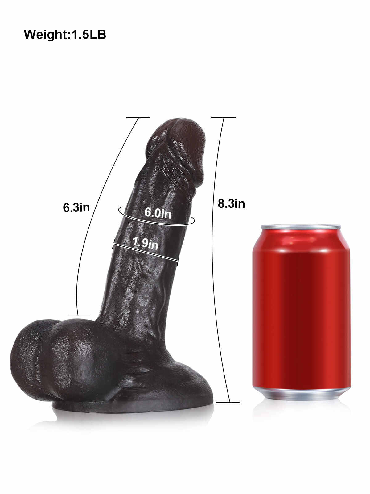 Drnay 8.3” x 1.9” Thick Black Realistic Dildo with Large Balls