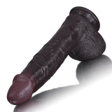 Elias 10.6" x 2.2" Thick Vibrating Warming Thrusting Realistic Black Dildo