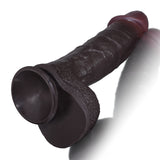 Elias 10.6" x 2.2" Thick Vibrating Warming Thrusting Realistic Black Dildo