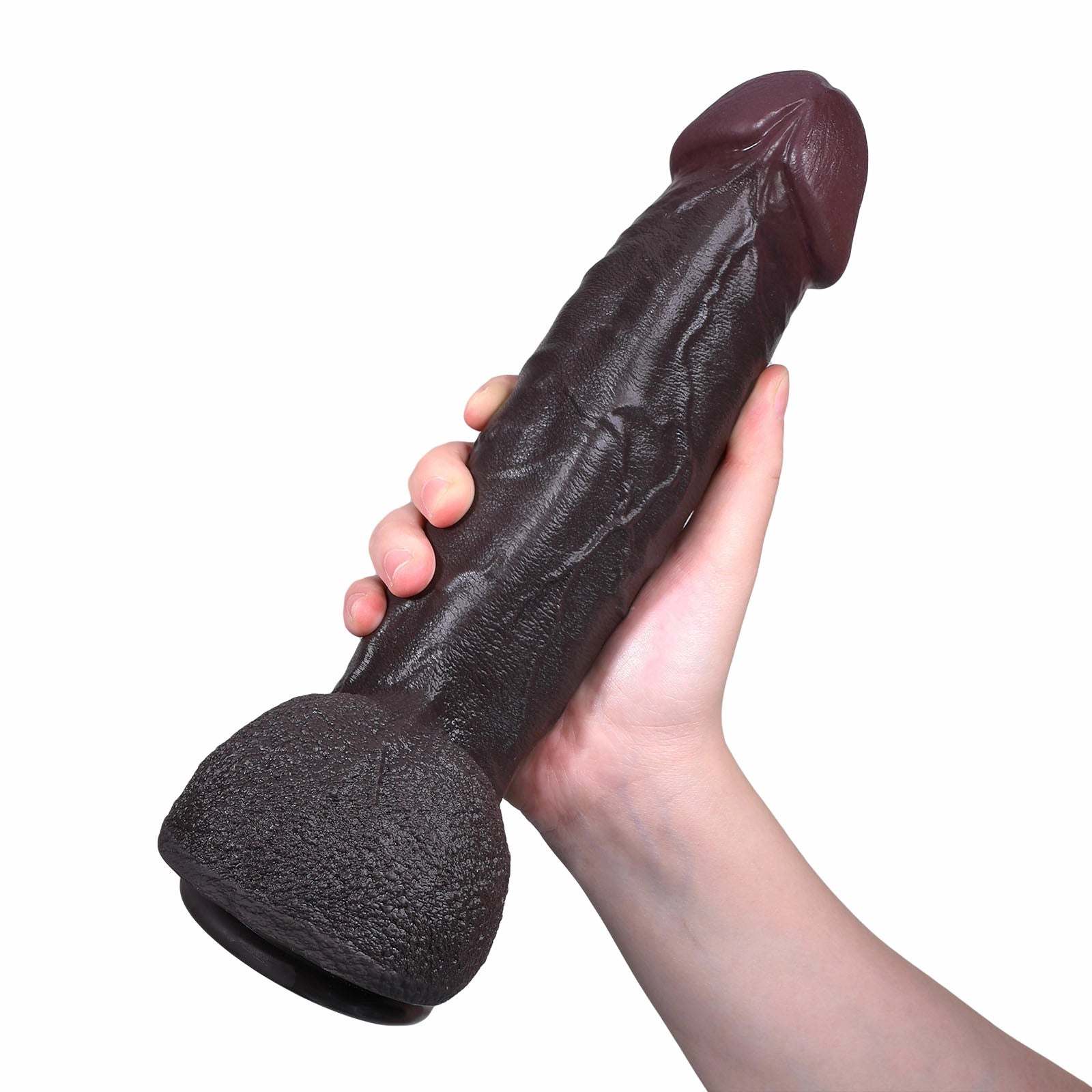 Elias 10.6" x 2.2" Thick Vibrating Warming Thrusting Realistic Black Dildo