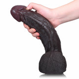 Elias 10.6" x 2.2" Thick Vibrating Warming Thrusting Realistic Black Dildo