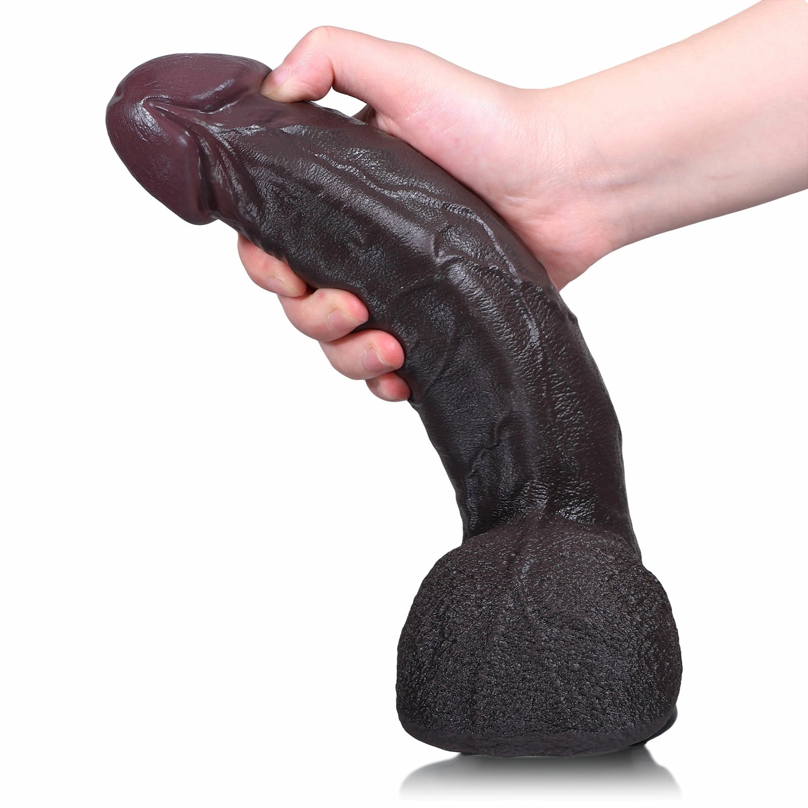 Elias 10.6" x 2.2" Thick Vibrating Warming Thrusting Realistic Black Dildo