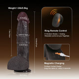 Elias 10.6" x 2.2" Thick Vibrating Warming Thrusting Realistic Black Dildo