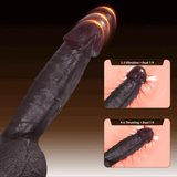 Elias 10.6" x 2.2" Thick Vibrating Warming Thrusting Realistic Black Dildo