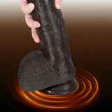 Elias 10.6" x 2.2" Thick Vibrating Warming Thrusting Realistic Black Dildo