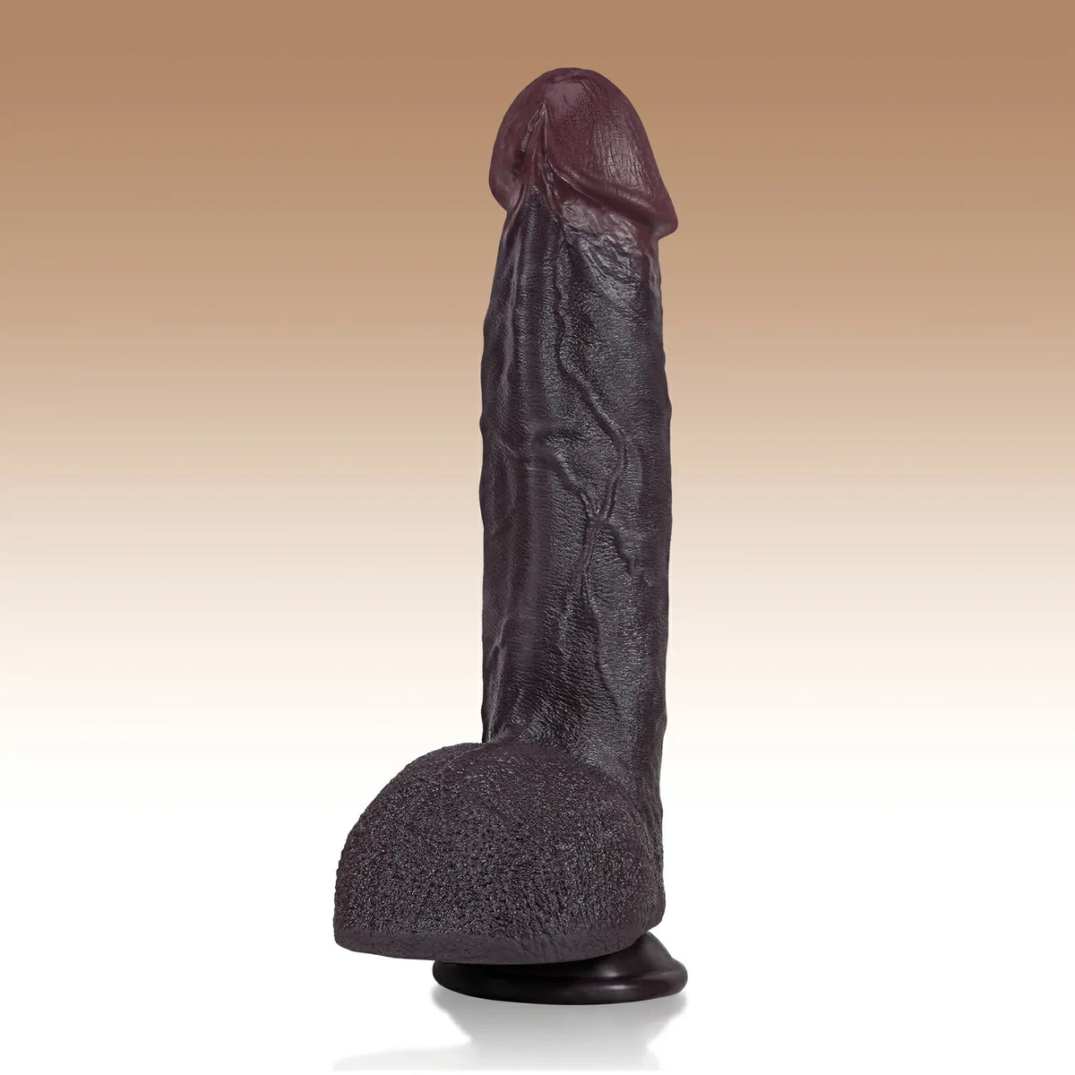 Elias 10.6" x 2.2" Thick Vibrating Warming Thrusting Realistic Black Dildo