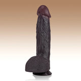 Elias 10.6" x 2.2" Thick Vibrating Warming Thrusting Realistic Black Dildo