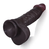 Elias 10.6" x 2.2" Thick Vibrating Warming Thrusting Realistic Black Dildo