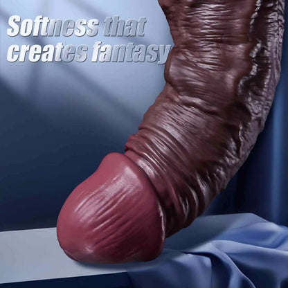 Evans 8" x 1.6" Sliding Skin Black Dildo with Realistic Veins & Movable Balls