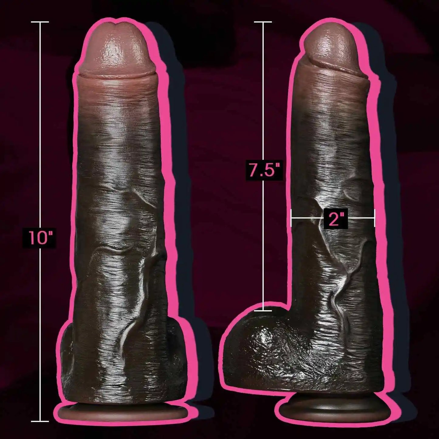 Franco 10" x 2" Large Uncircumcised BBC Dildo, Dual-Density Silicone