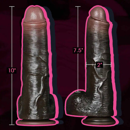 Franco 10" x 2" Large Uncircumcised BBC Dildo, Dual-Density Silicone