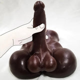 Gohya 5.5 lb Flat Back Realistic Black Dildo Torso with 7.9" Dildo