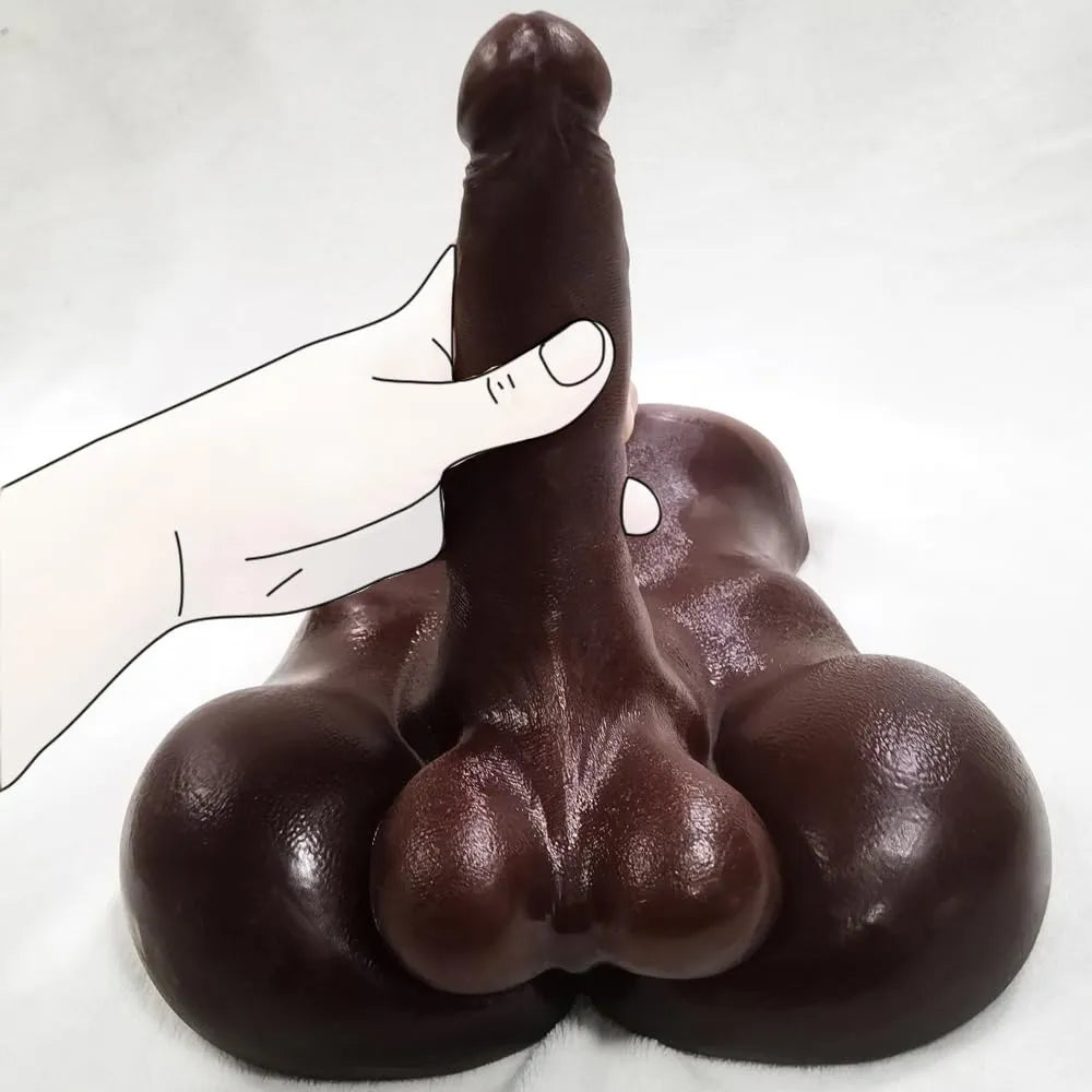 Gohya 5.5 lb Flat Back Realistic Black Dildo Torso with 7.9" Dildo