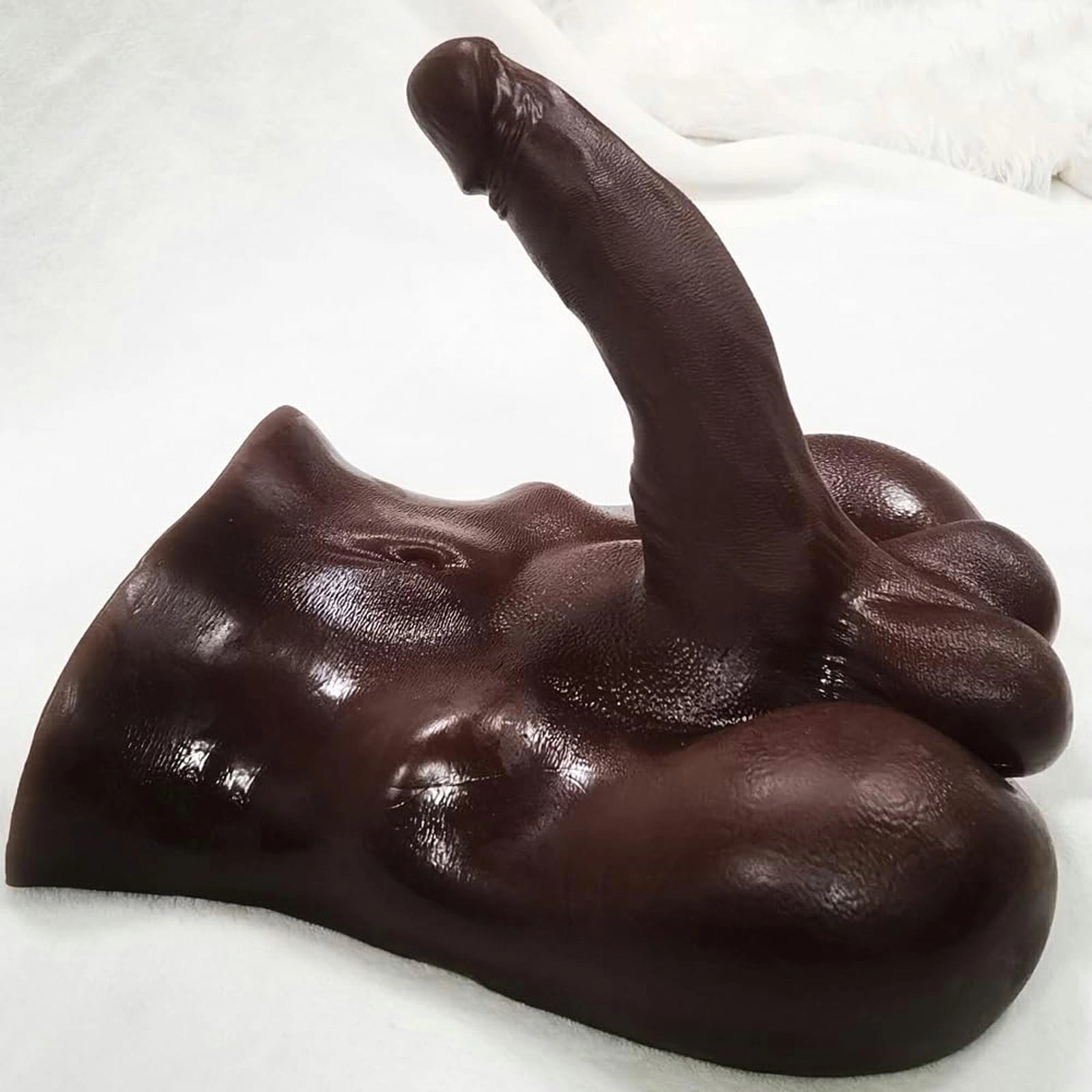 Gohya 5.5 lb Flat Back Realistic Black Dildo Torso with 7.9" Dildo