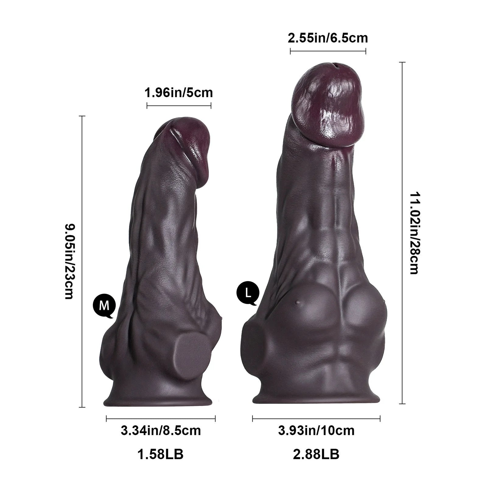 Hassan Large 11" x 2.6" Big Black Dildo with Defined Muscle Contours