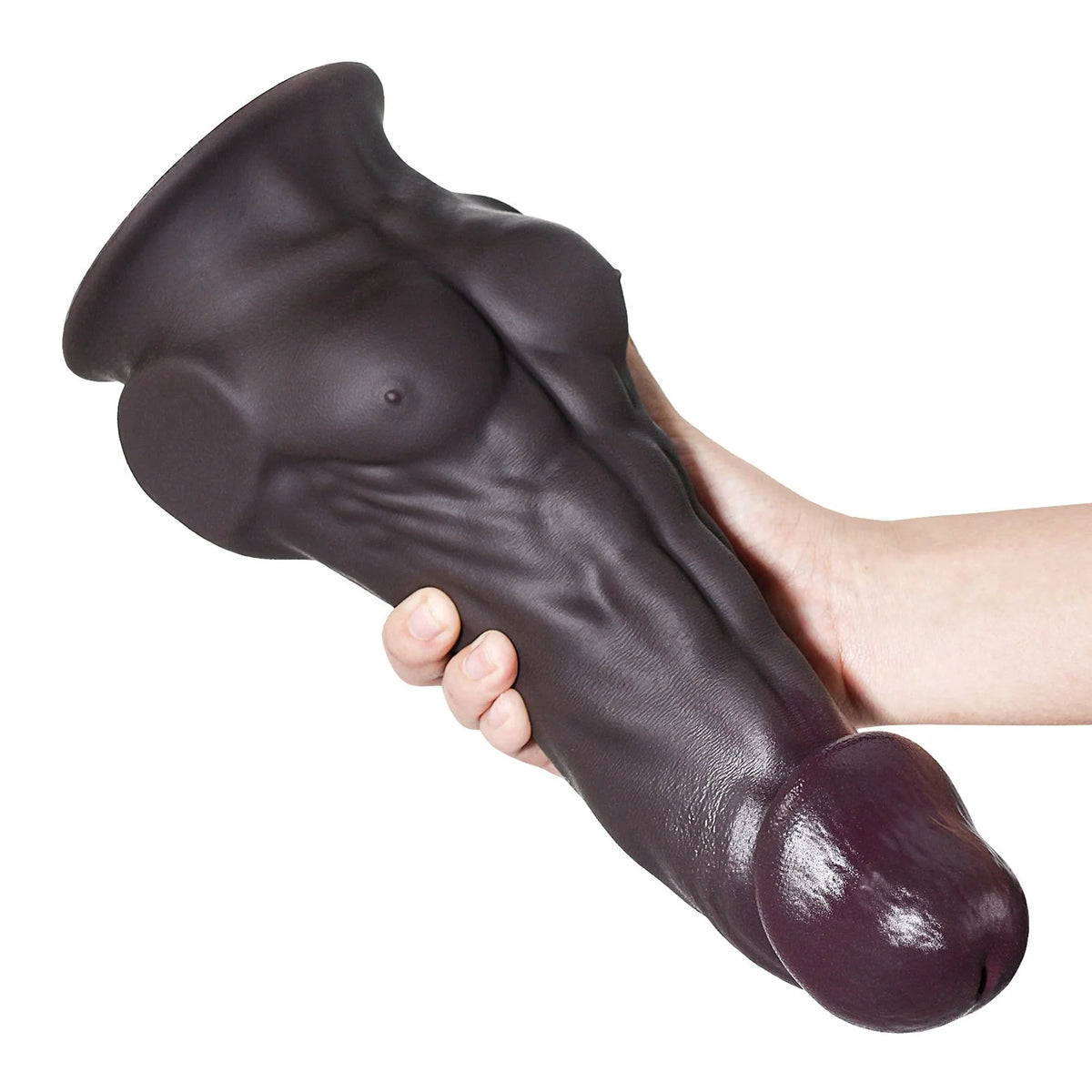 Hassan Large 11" x 2.6" Big Black Dildo with Defined Muscle Contours