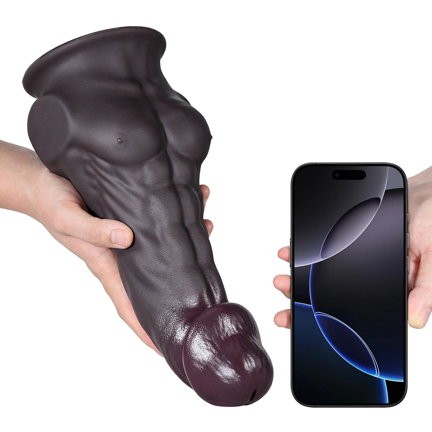 Hassan Large 11" x 2.6" Big Black Dildo with Defined Muscle Contours