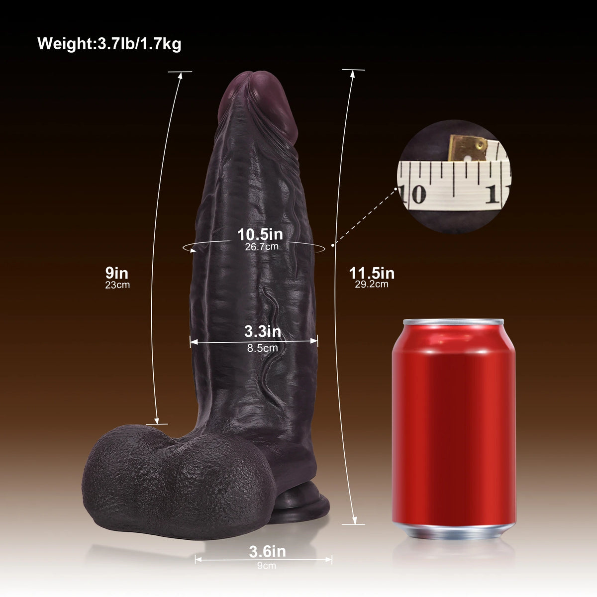 Hugo 11.5" x 3.35" Extra-Thick Dual Density Realistic BBC Dildo