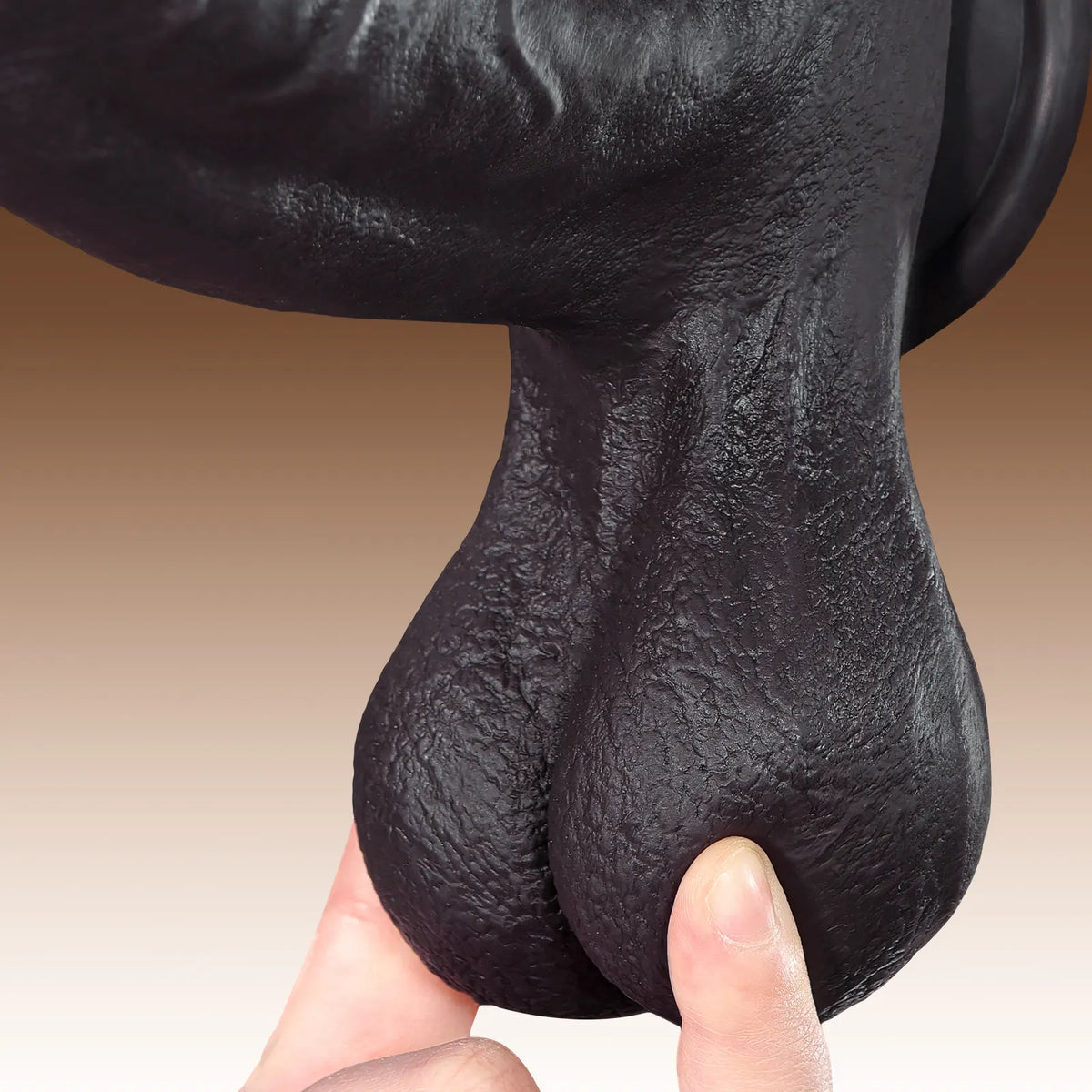 Hunter 9.3" x 2.2" Curved G-Spot Black Dildo with Pronounced Ridge