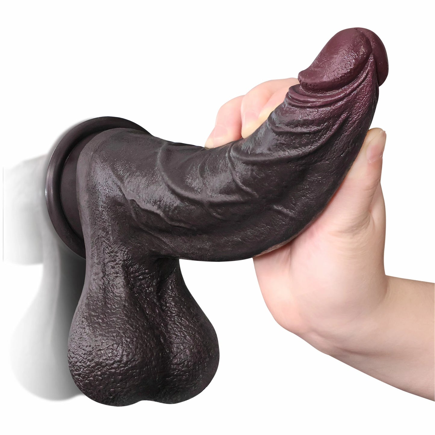 Hunter 9.3" x 2.2" Curved G-Spot Black Dildo with Pronounced Ridge