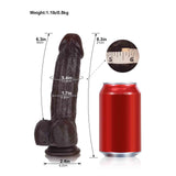 Jake 8.3" x 1.7" Ultra-Realistic Black Dildo with Bendable Metal Core