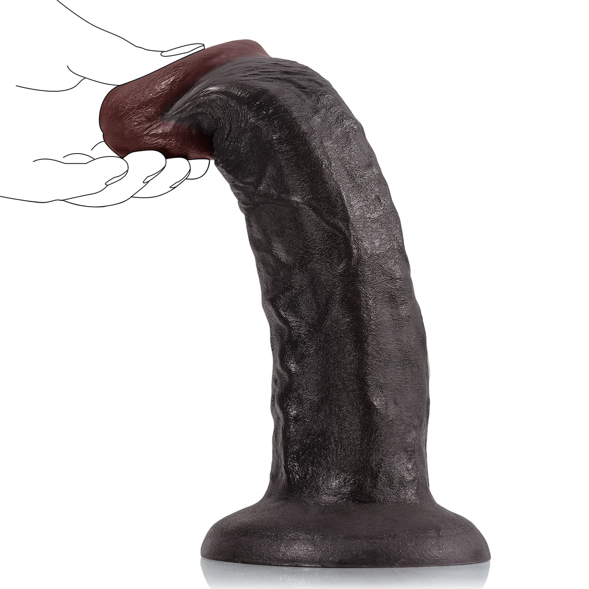 Jayson 10" x 2.2" Textured Black Anal Dildo with Strong Suction Cup