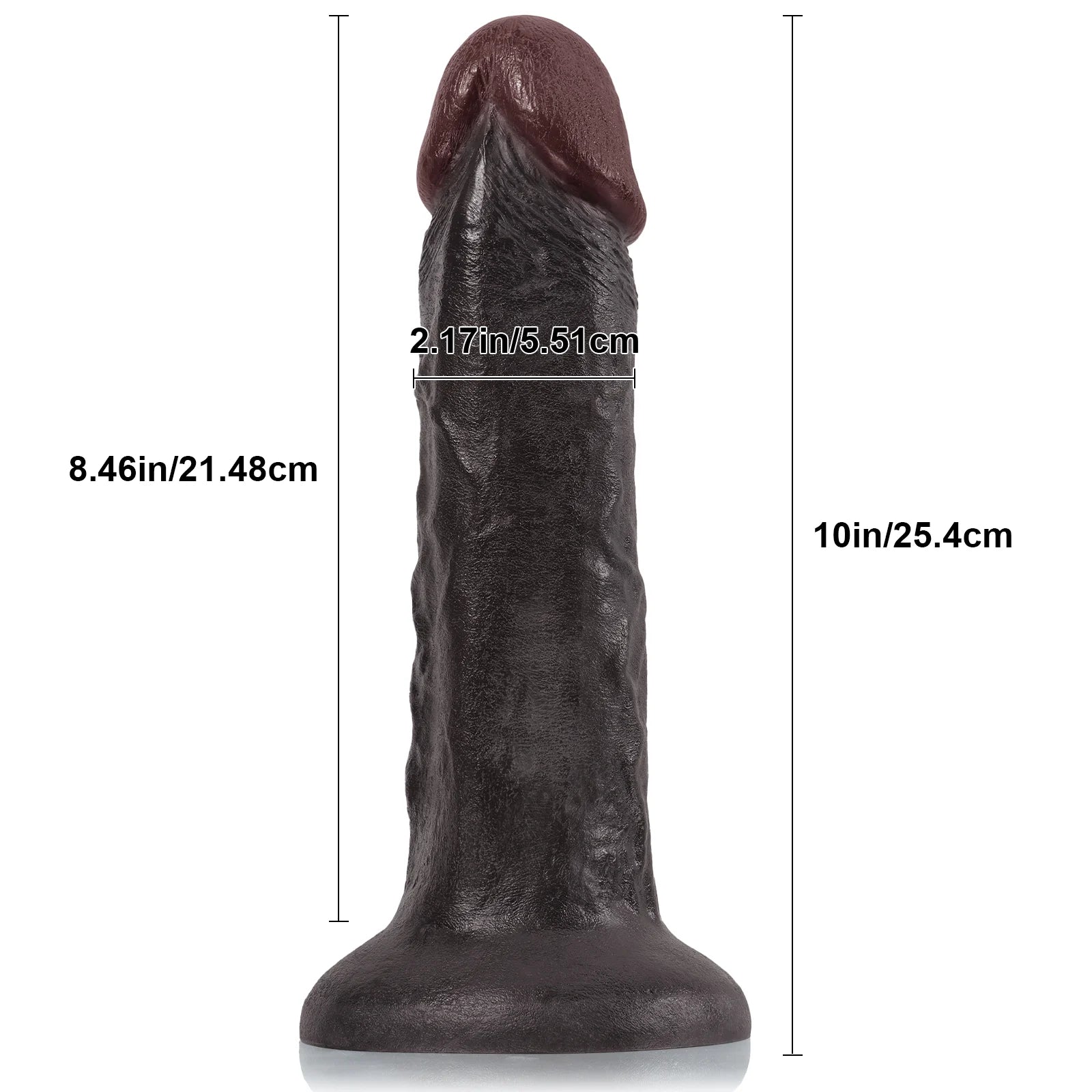 Jayson 10" x 2.2" Textured Black Anal Dildo with Strong Suction Cup