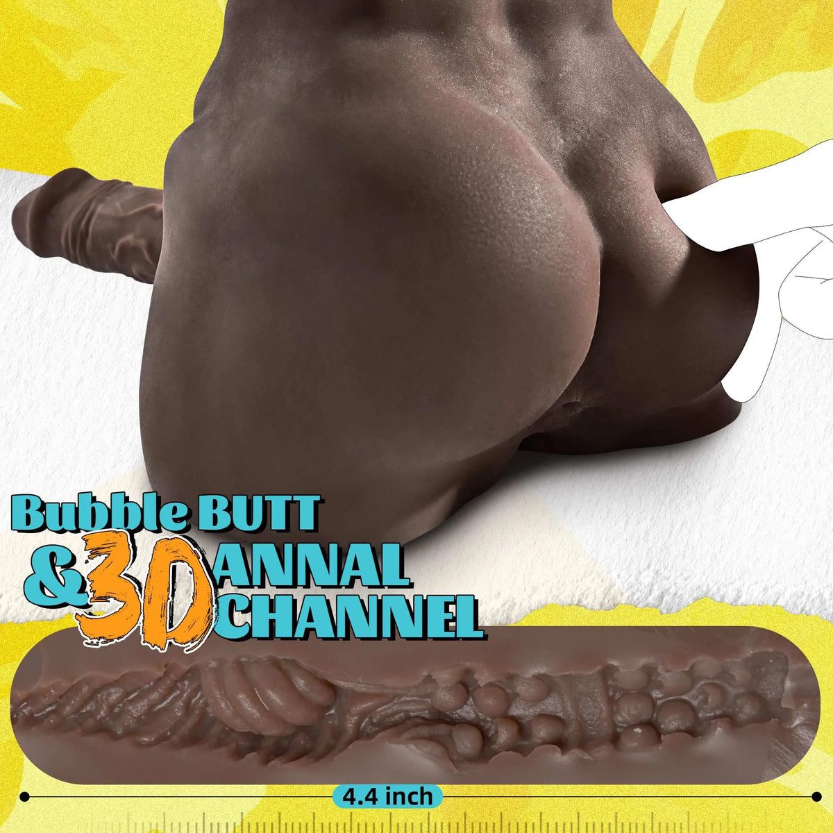 Jesse 6 lb Realistic Big Booty Black Dildo Torso with 7.2" Dildo