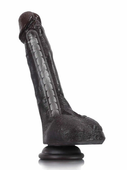 Jodie 7.9 x 1.5 Soft Flexible Silicone Small Black Dildo Featuring Keel
