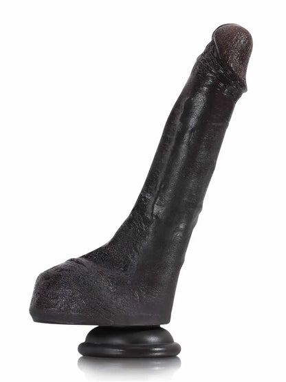 Jodie 7.9 x 1.5 Soft Flexible Silicone Small Black Dildo Featuring Keel