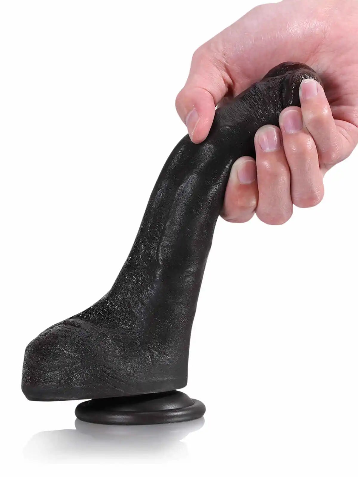 Jodie 7.9 x 1.5 Soft Flexible Silicone Small Black Dildo Featuring Keel