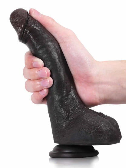 Jodie 7.9 x 1.5 Soft Flexible Silicone Small Black Dildo Featuring Keel