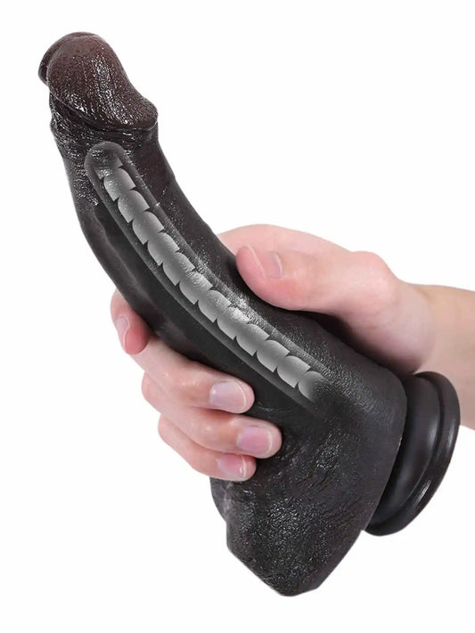 Jodie 7.9 x 1.5 Soft Flexible Silicone Small Black Dildo Featuring Keel