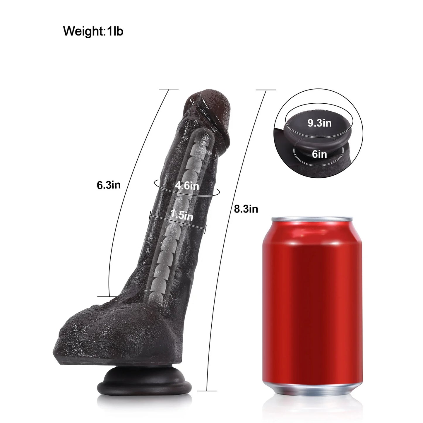 Jodie 8.3" x 1.5" Slim Realistic Black Dildo with Bendable Core