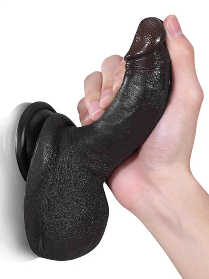 Johe 6.3” x 1.4” Realdick Black Small, Slim & Soft Beginner Dildo