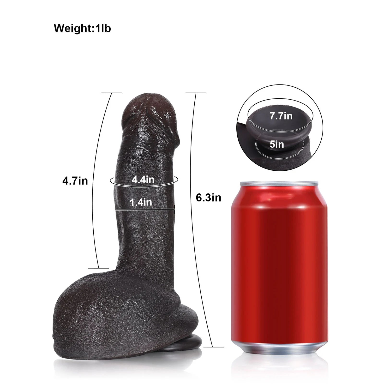 Johe 6.3" x 1.4" Soft Small Black Dildo for Beginner