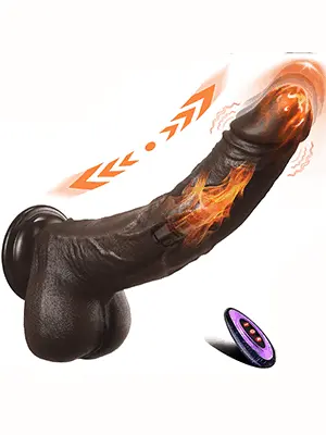 Johns 8.7" x 1.6" Black Thrusting Dildo with 3 Thrusting · 9 Vibration · Heating Function