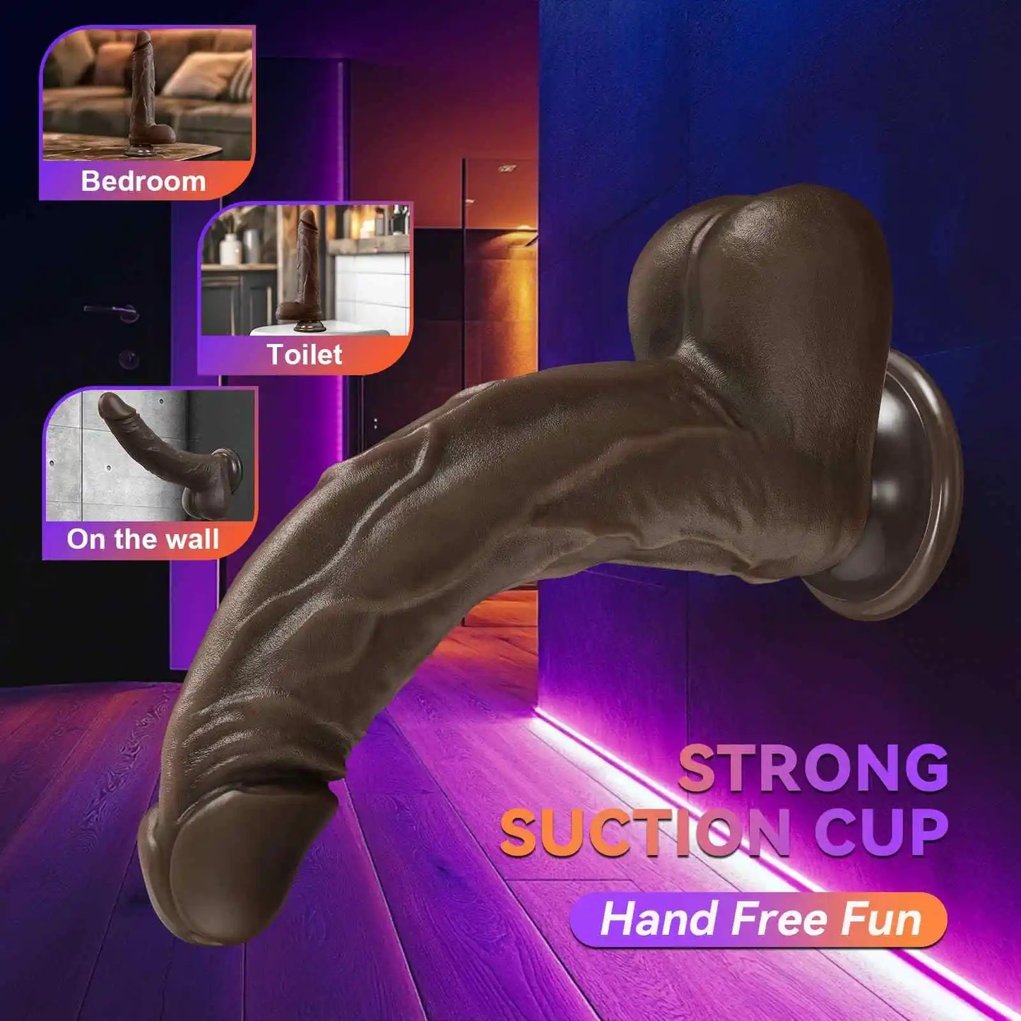 Johns 8.7" x 1.6" Black Thrusting Dildo with 3 Thrusting · 9 Vibration · Heating Function