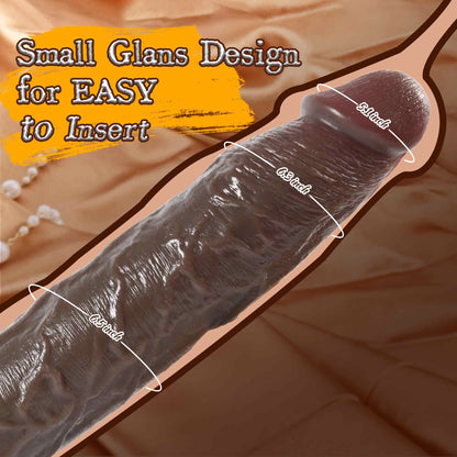 Karu 14" x 2" Realistic Long Black Dildo with Suction Cup for Anal Stimulation