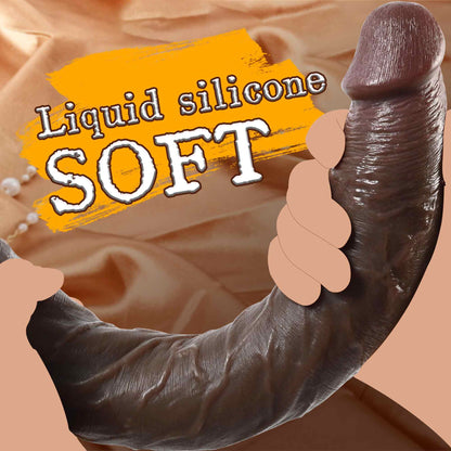 Karu 14" x 2" Realistic Long Black Dildo with Suction Cup for Anal Stimulation