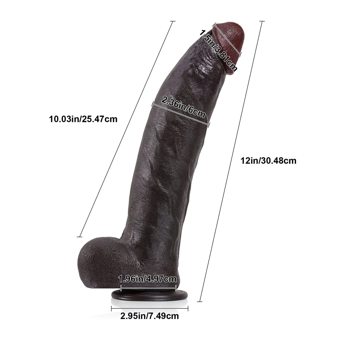 Kenny 12" x 2.4" Extra-Long BBC Dildo with Bendable Metal Core