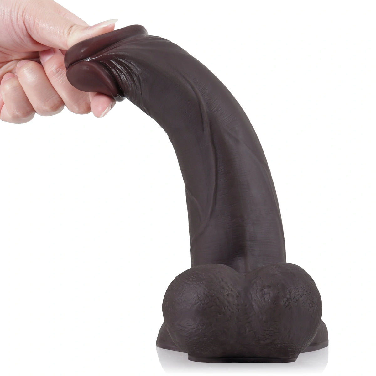 Kevin 9.4" x 2" Sliding Skin Black Dildo with Vac-U-Lock Connector