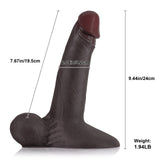 Kevin 9.4" x 2" Sliding Skin Black Dildo with Vac-U-Lock Connector