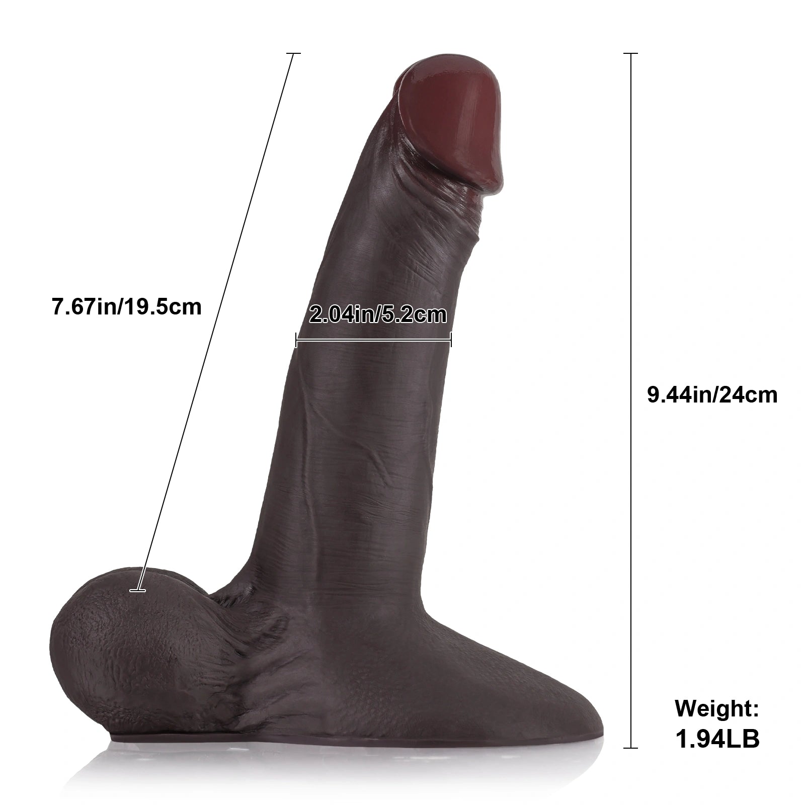 Kevin 9.4" x 2" Sliding Skin Black Dildo with Vac-U-Lock Connector